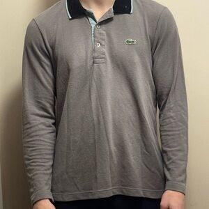 Lacoste Charcoal Long Sleeve Polo Shirt